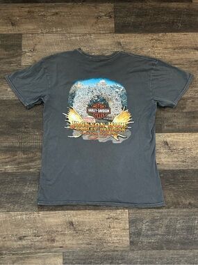 Charcoal Semi Faded Harley-Davidson Jackson Hole Wyoming Men's T-Shirt Size XL
